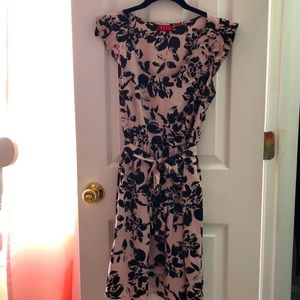 Elle dress, size Small, pink with black floral design
